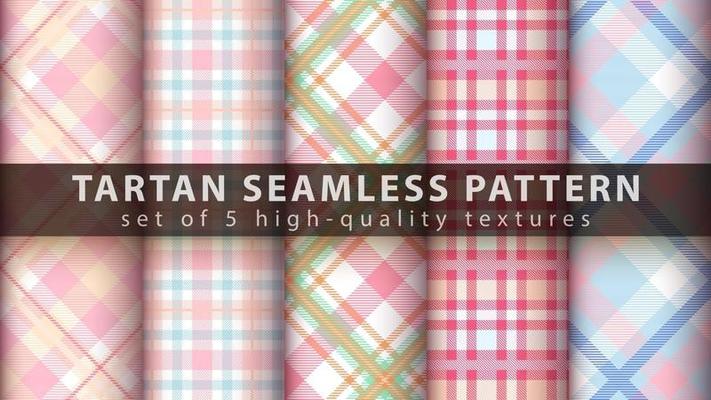 Set classic tartan seamless pattern. Hand draw