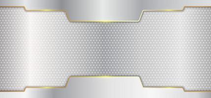 Abstract silver metallic stripes with gold line header on white background luxury style vector