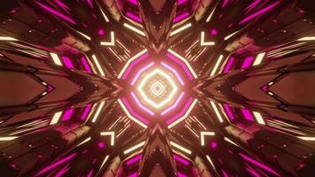 Ilustración 3 d del laberinto futurista abstracto con luces púrpuras video