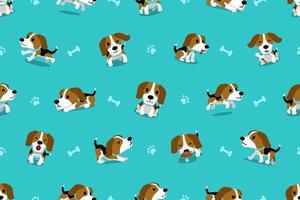 Vector cartoon character beagle dog seamless pattern