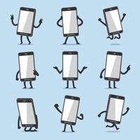 poses de personaje de smartphone de dibujos animados de vector