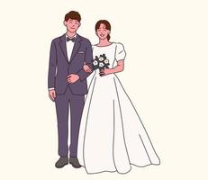 The bride and groom in wedding clothes. vector