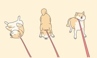 Shiba Inu is stubborn and holding on. vector