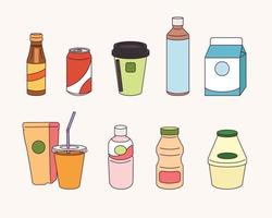 Various types of drinks. vector