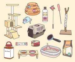 Collection of pet supplies. vector