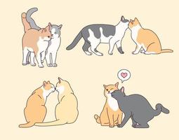 Collection of cute cat couple characters. vector