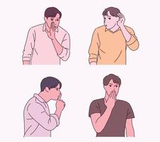 A man is making a secret gesture. vector