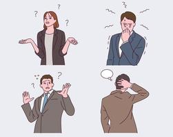 Various expressions and gestures of office workers. vector