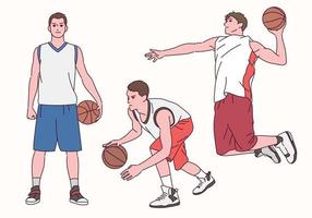 personaje de jugador de baloncesto. un jugador de baloncesto jugando en una bonita pose. vector