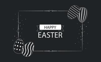 Black and white Easter background with congratulations for the Easter holiday - Vector