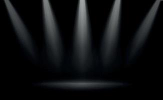 Black panoramic studio background with white glow vector
