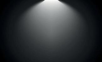 Black panoramic studio background with white glow vector