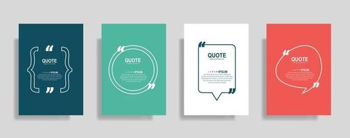 Quotes frame blank templates set. Text in brackets, citation empty speech bubbles. Text box isolated on color background vector