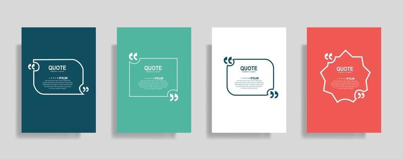 Quotes frame blank templates set. Text in brackets, citation empty speech bubbles. Text box isolated on color background