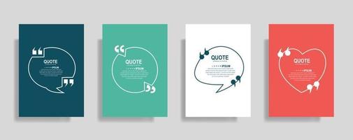 Quotes frame blank templates set. Text in brackets, citation empty speech bubbles. Text box isolated on color background vector