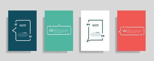 Quotes frame blank templates set. Text in brackets, citation empty speech bubbles. Text box isolated on color background. vector