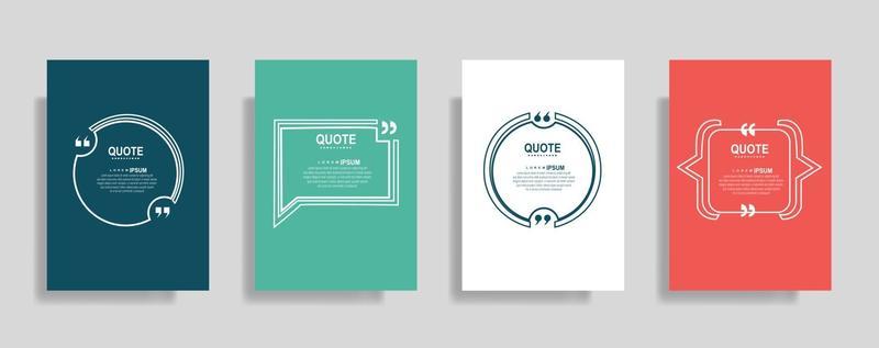 Quotes frame blank templates set. Text in brackets, citation empty speech bubbles. Text box isolated on color background.