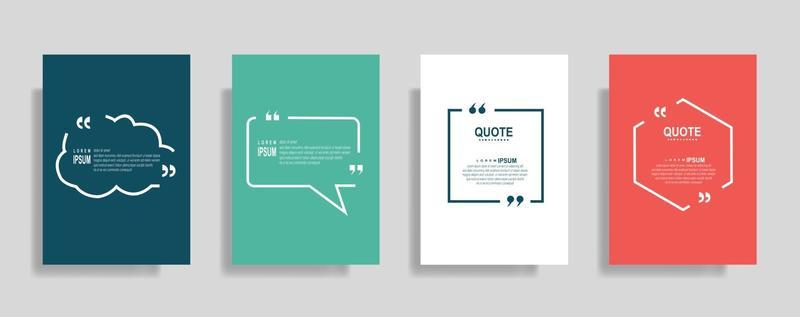 Quotes frame blank templates set. Text in brackets, citation empty speech bubbles. Text box isolated on color background.