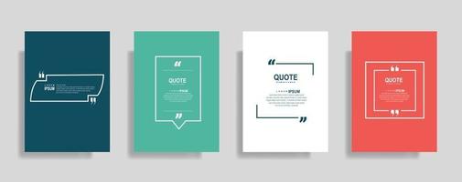 Quotes frame blank templates set. Text in brackets, citation empty speech bubbles. Text box isolated on color background. vector