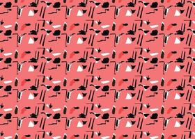 Vector texture background, seamless pattern. Hand drawn, red, white, black colors.