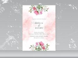 wedding invitation card template with beautiful floral hand drawn vector