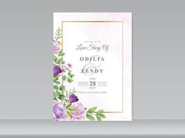 wedding invitation card template with beautiful floral hand drawn vector