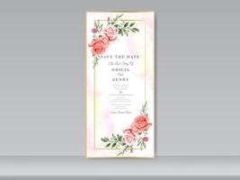 wedding card invitation with beautiful floral hand drawn vector