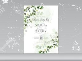 wedding card invitation with beautiful floral hand drawn vector
