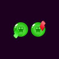 set of game ui rounded jelly magic power up with poison icon vector