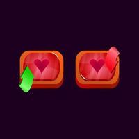 conjunto de juego ui brillante jelly magic power up con icono de corazón vector