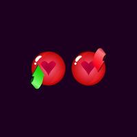 conjunto de juego ui redondeado jelly magic power up con icono de corazón vector