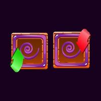 set of game ui wooden jelly magic power up with dizzy icon for gui asset elements vector illustration