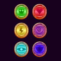 set of game ui rounded wooden jelly magic power up icon for gui asset elements vector illustration