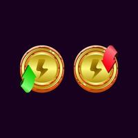 set of game ui rounded wooden jelly magic power up with yellow energy icon for gui asset elements vector illustration