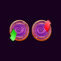 set of game ui rounded wooden jelly magic power up with dizzy icon for gui asset elements vector illustration