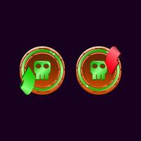 set of game ui rounded wooden jelly magic power up with poison icon for gui asset elements vector illustration