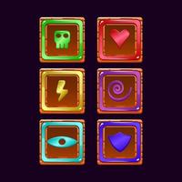 set of game ui wooden jelly magic power up icon for gui asset elements vector illustration