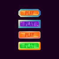 Basic set of game ui fantasy diamond and jelly colorful play buttons vector