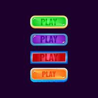 set of game ui colorful jelly button with funny casual border for gui asset elements vector illustration