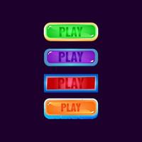 set of game ui colorful jelly button with funny casual border for gui asset elements vector illustration