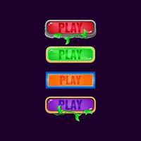 set of game ui colorful jelly button with various border for gui asset elements vector illustration