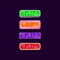 set of game ui colorful jelly button with stone and casual border for gui asset elements vector illustration