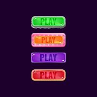 set of game ui colorful jelly button with stone and casual border for gui asset elements vector illustration