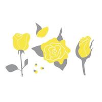 Hand drawn roses. Gray and Yellow color of the year 2021. Modern flat illustration. vector