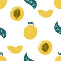 Hand drawn seamless pattern of peach. Modern flat illustration. vector