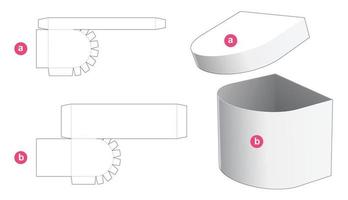 caja redonda de un lado con plantilla troquelada de tapa vector