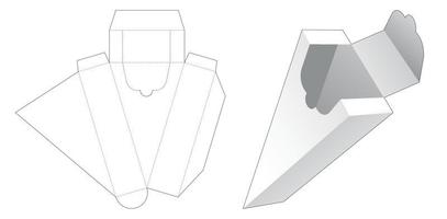 Plantilla troquelada de caja en forma triangular con cremallera vector