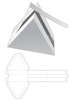 Triangular shaped gift with zipping die cut template vector