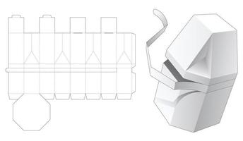 caja octogonal biselada con plantilla troquelada con cremallera vector