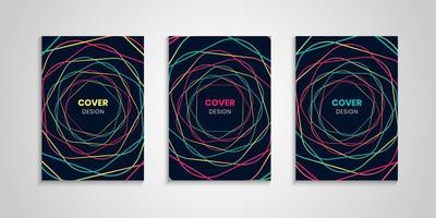 Abstract Cover Collection With Colorful Wavy Lines vector